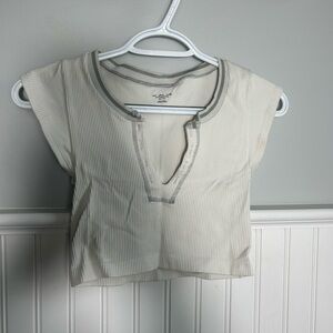 Urban Outfitters Cream Cap Sleeve Crop Top